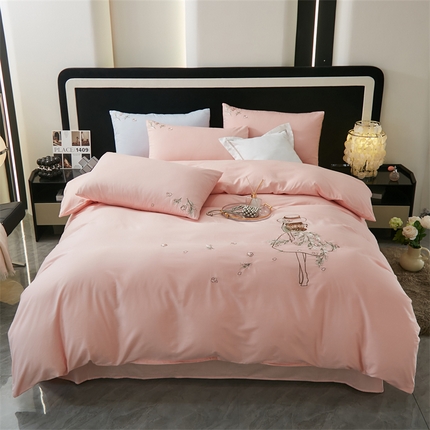 91家纺网 家纺一手货源 找家纺 （总）兰紫橙家纺 2025新款卡通全棉刺绣四件套-甜心公主