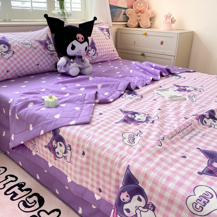 91家纺网 家纺一手货源 找家纺 博雅 2024新款全棉三丽鸥夏被（要买家秀联系客服） 紫格库洛米