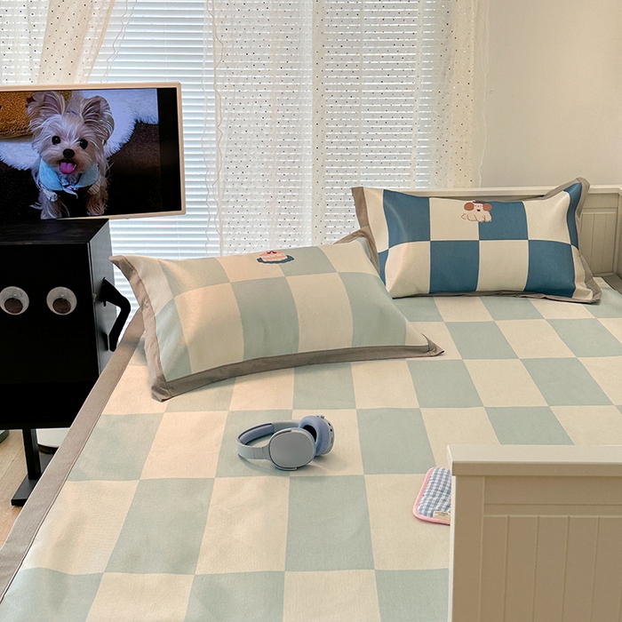 91家纺网 家纺一手货源 找家纺 昔可家纺 2024新款A类900D大版冰丝席 下午茶狗狗