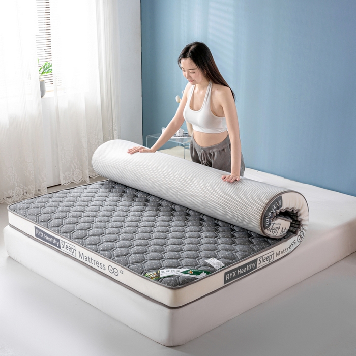 91家纺网 家纺一手货源 找家纺 缔莱被业 2024新款乳胶床垫软垫家用租房宿舍学生Q弹乳胶记忆棉垫--字母 菱形灰（白）