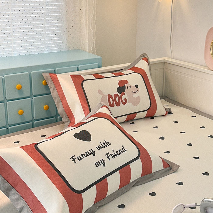 91家纺网 家纺一手货源 找家纺 昔可家纺 2024新款A类900D大版冰丝席 爱心狗狗