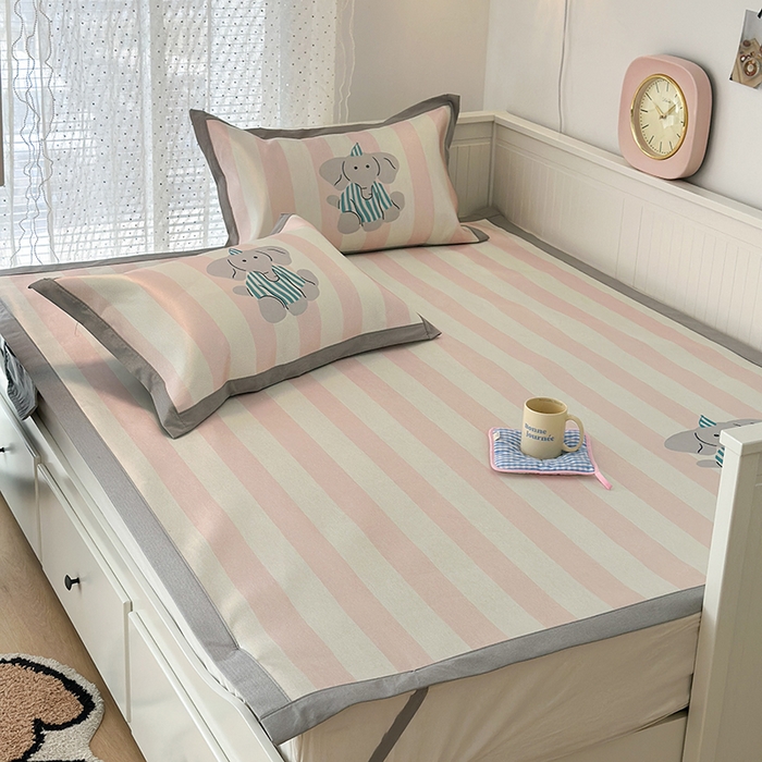 91家纺网 家纺一手货源 找家纺 昔可家纺 2024新款A类900D大版冰丝席 粉粉象