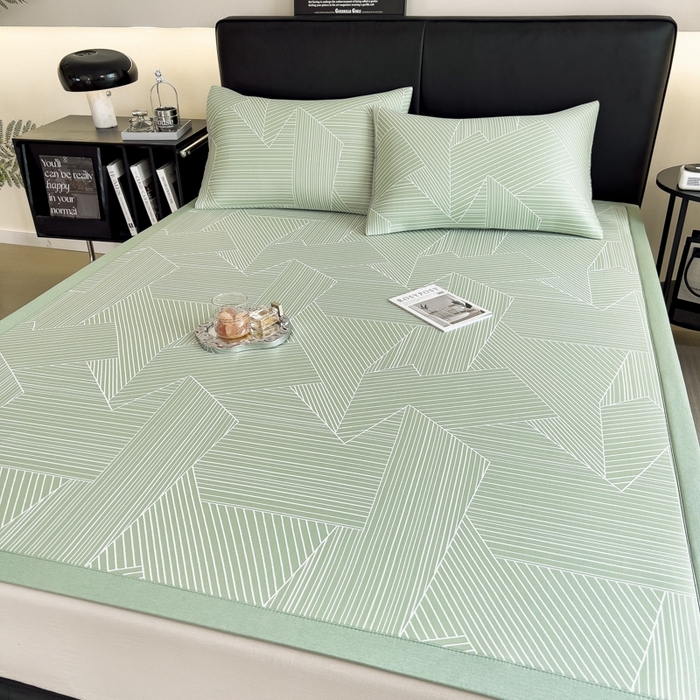 91家纺网 家纺一手货源 找家纺 慕尚家纺 2025新款1200D提花凉感席 提花席 直线绿