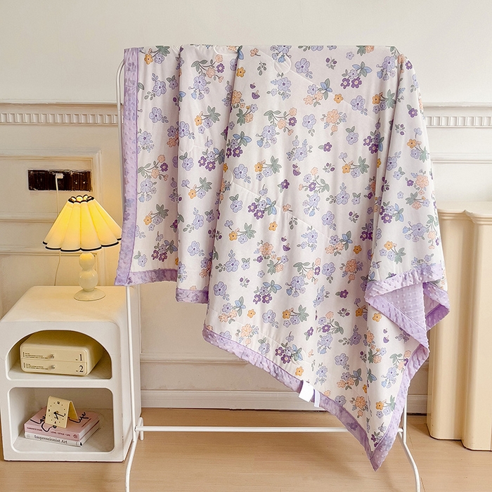 91家纺网 家纺一手货源 找家纺 梵克保罗 2024新款凉感丝豆豆被夏凉被空调被 紫花