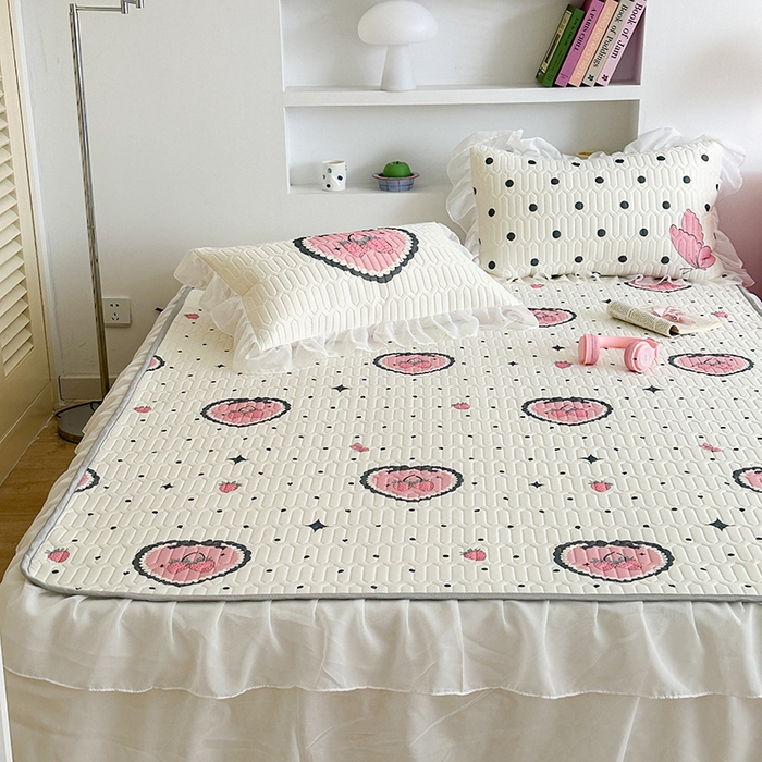 91家纺网 家纺一手货源 找家纺 昔可 新款床裙款乳胶凉席双层雪纺纱乳胶凉席三件套 洛丽塔蝴蝶