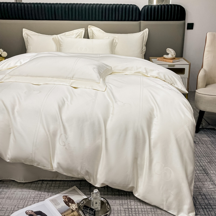 91家纺网 家纺一手货源 找家纺 2025新款天丝天丝棉提花单被套 莫里卡 雪域白