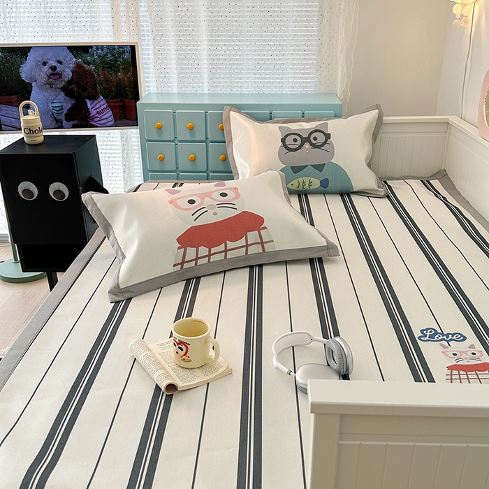 91家纺网 家纺一手货源 找家纺 昔可家纺 2024新款A类900D大版冰丝席 猫一家