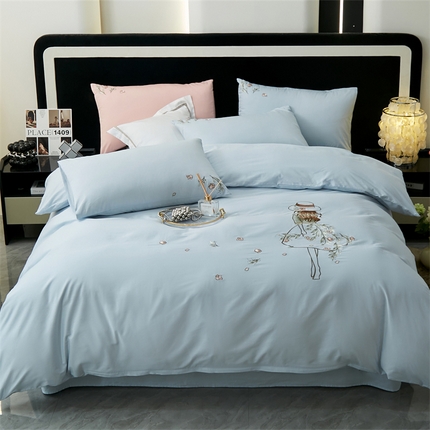 91家纺网 家纺一手货源 找家纺 （总）兰紫橙家纺 2025新款卡通全棉刺绣四件套-甜心公主