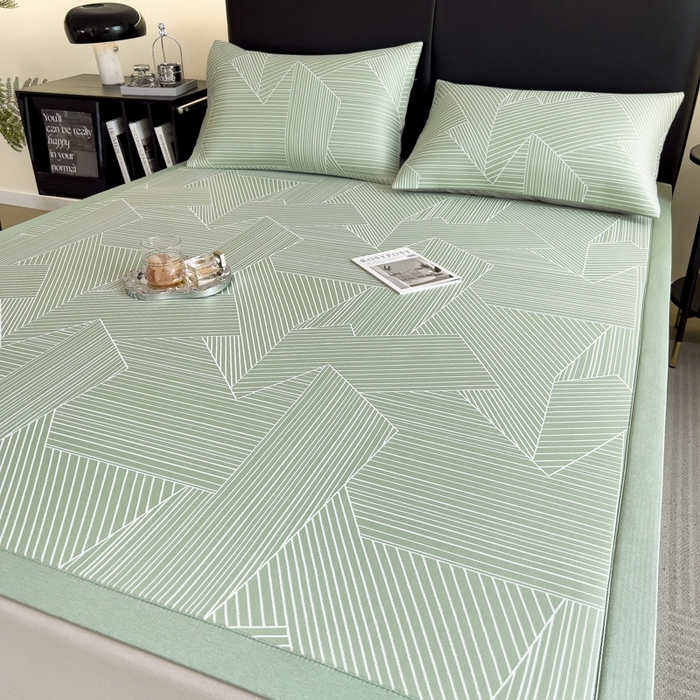 91家纺网 家纺一手货源 找家纺 慕尚家纺 2025新款1200D提花凉感席 提花席 直线绿