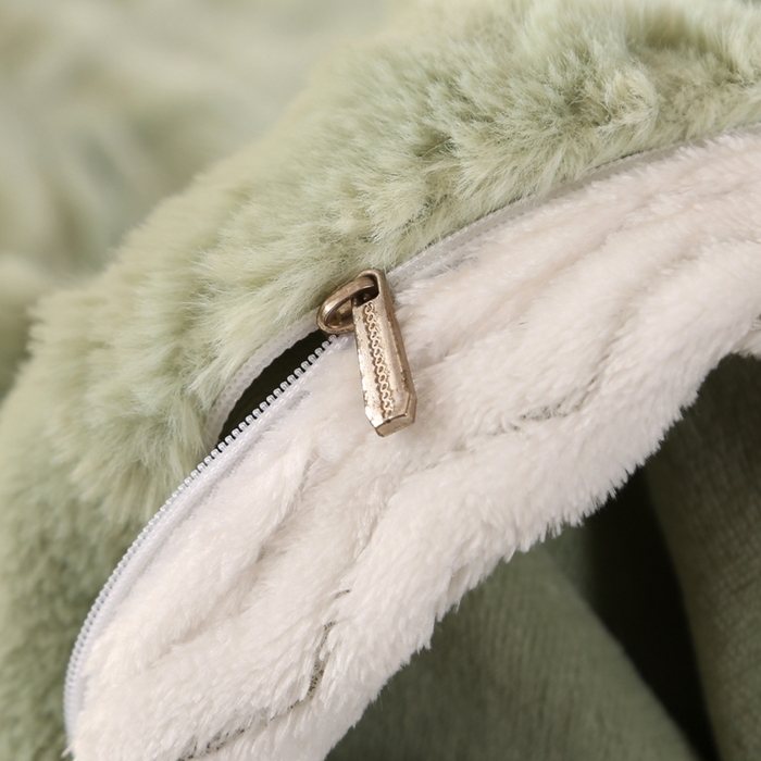 91家纺网 家纺一手货源 找家纺 芸锦豪2024新款花团雕花兔毛绒兔兔绒四件套 绿色