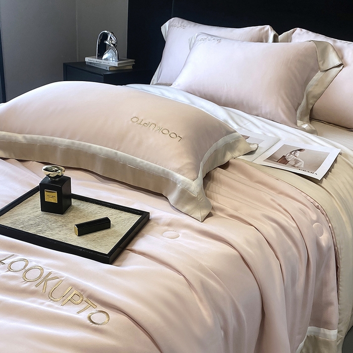 91家纺网 家纺一手货源 找家纺 优悦生活馆 2024新款工艺款冰丝刺绣夏被-蔚涞 蔚涞-粉