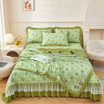 91家纺网 家纺一手货源 找家纺 美之润家纺 2024新款床盖款夏被四件套春意