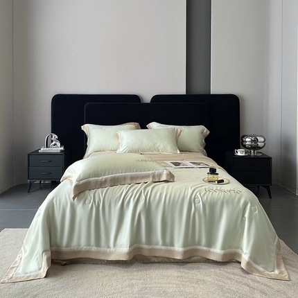 优悦生活馆 2024新款工艺款冰丝刺绣夏被-蔚涞 蔚涞-绿