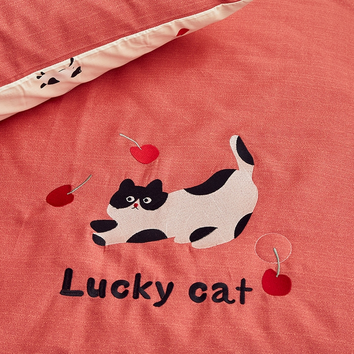 91家纺网 家纺一手货源 找家纺 怡家居 2024新款全棉印加绣夏被 夏被-樱桃小猫