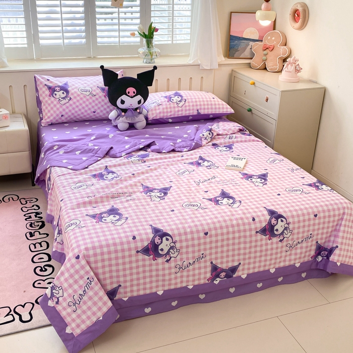 91家纺网 家纺一手货源 找家纺 博雅 2024新款全棉三丽鸥夏被（要买家秀联系客服） 紫格库洛米