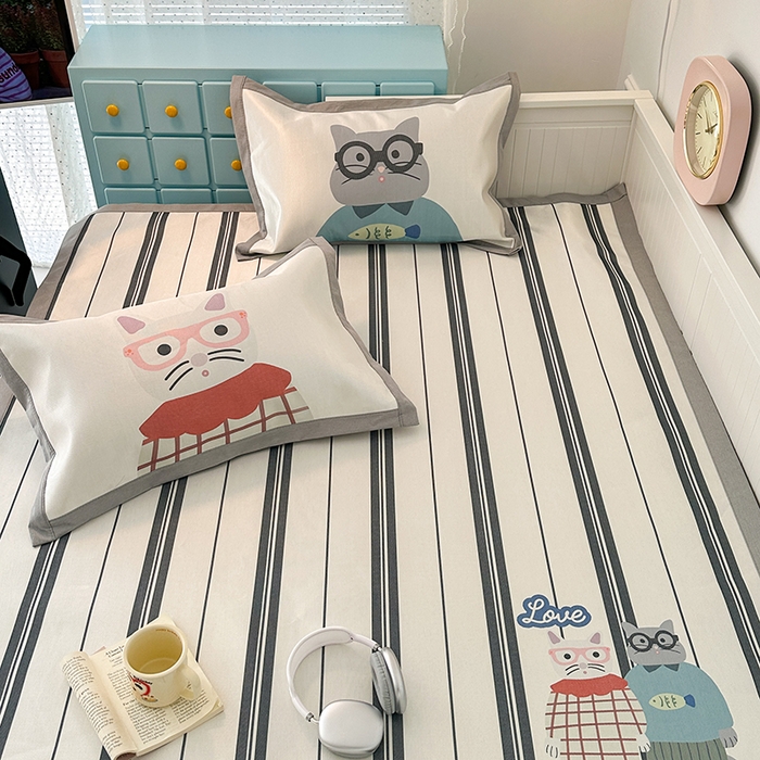 91家纺网 家纺一手货源 找家纺 昔可家纺 2024新款A类900D大版冰丝席 猫一家