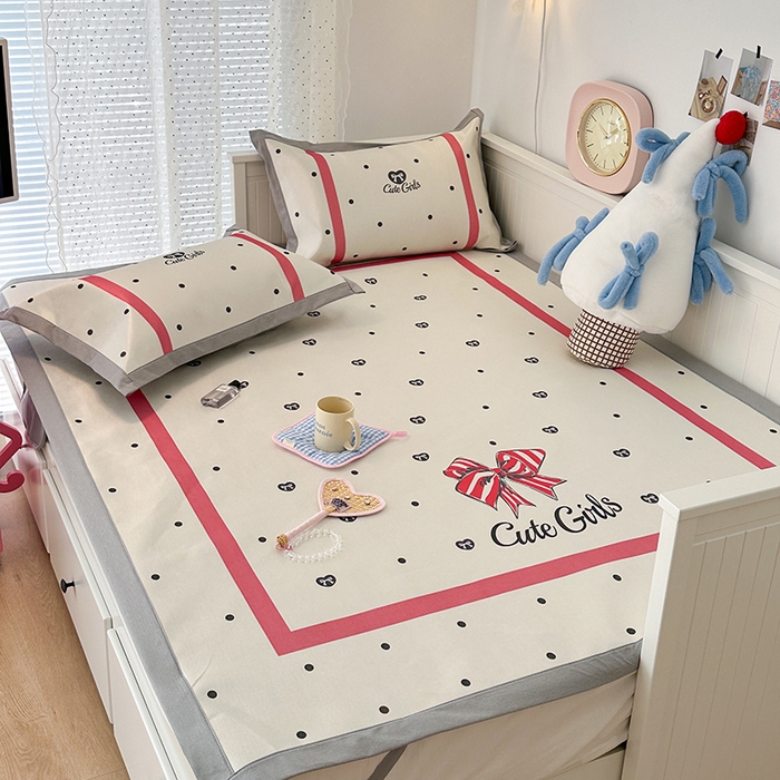 91家纺网 家纺一手货源 找家纺 昔可家纺 2024新款A类900D大版冰丝席 心心蝴蝶结