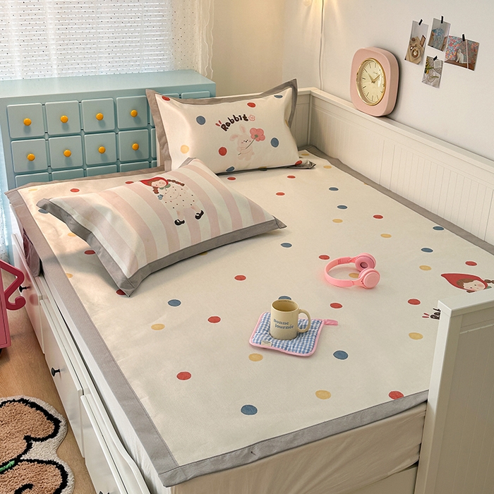 91家纺网 家纺一手货源 找家纺 昔可家纺 2024新款A类900D大版冰丝席 兔兔女孩