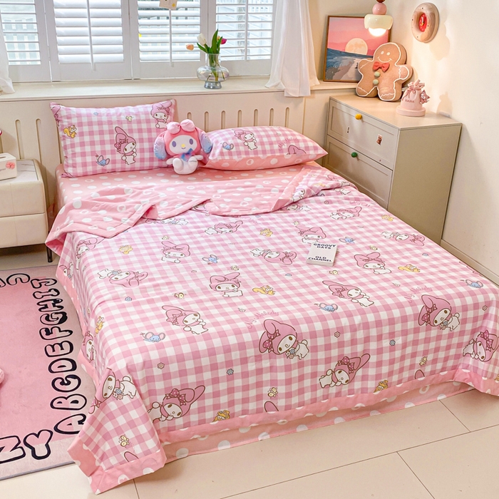 91家纺网 家纺一手货源 找家纺 博雅 2024新款全棉三丽鸥夏被（要买家秀联系客服） 粉格美乐蒂