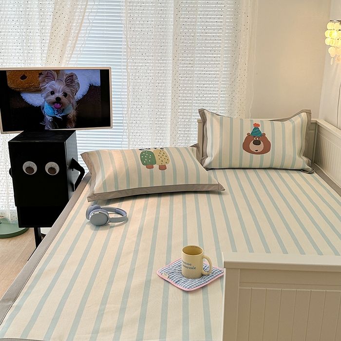 91家纺网 家纺一手货源 找家纺 昔可家纺 2024新款A类900D大版冰丝席 可爱熊