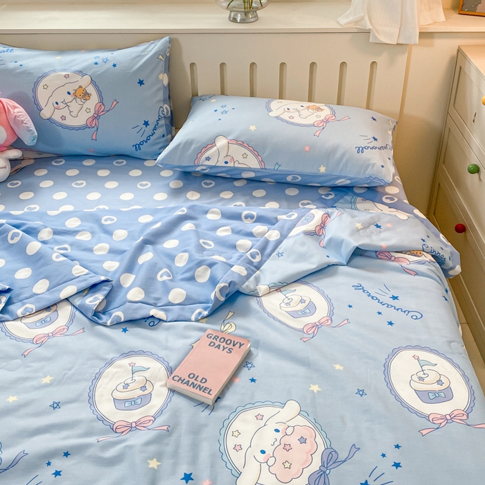 91家纺网 家纺一手货源 找家纺 博雅 2024新款全棉三丽鸥夏被（要买家秀联系客服） 蓝色玉桂狗