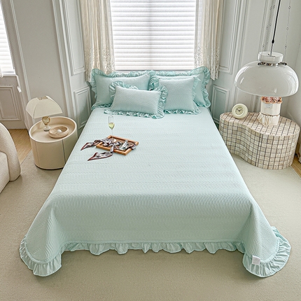 91家纺网 家纺一手货源 找家纺 （总）紫碧螺家纺 2024新款暗提花水洗棉麻绗绣款双面多用欧式床盖