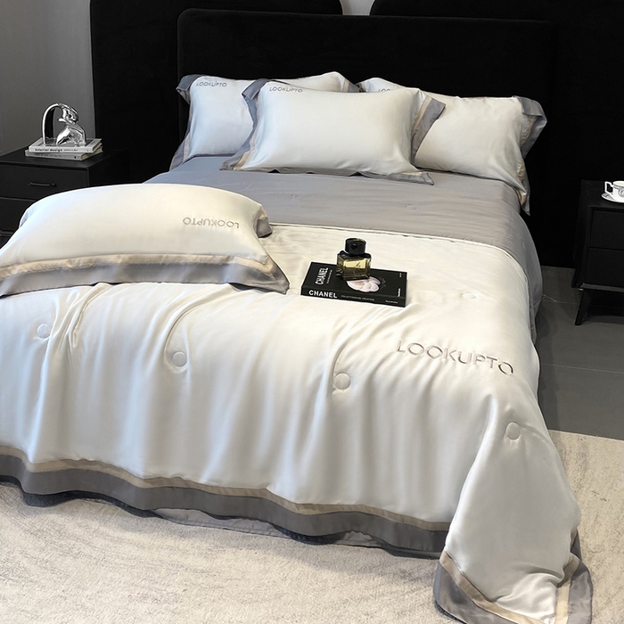 91家纺网 家纺一手货源 找家纺 优悦生活馆 2024新款工艺款冰丝刺绣夏被-蔚涞 蔚涞-白