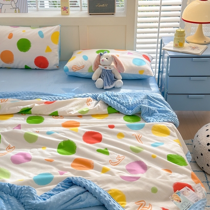 91家纺网 家纺一手货源 找家纺 花伞家居 2024新款全棉豆豆绒大豆夏被春秋被 夏被-彩色快乐