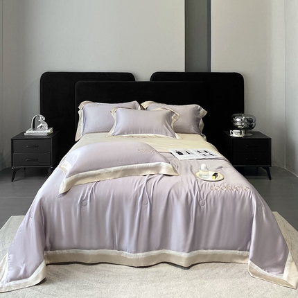 优悦生活馆 2024新款工艺款冰丝刺绣夏被-蔚涞 蔚涞-紫