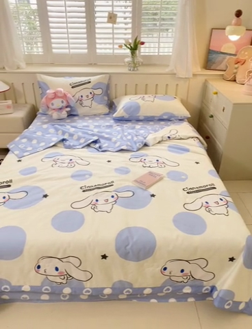 91家纺网 家纺一手货源 找家纺 博雅 2024新款全棉三丽鸥夏被（要买家秀联系客服） 波点玉桂狗