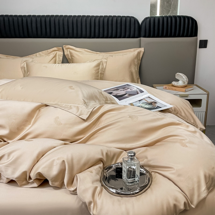 91家纺网 家纺一手货源 找家纺 艾迪尚家纺 2025新款天丝棉提花四件套 羽记 布莱克