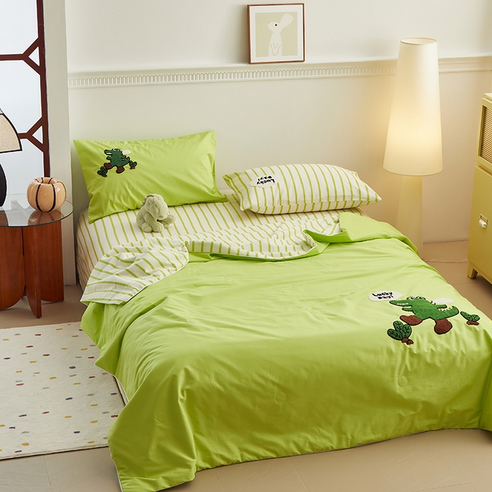 91家纺网 家纺一手货源 找家纺 怡家居 2024新款全棉印加绣夏被 夏被-小鳄鱼