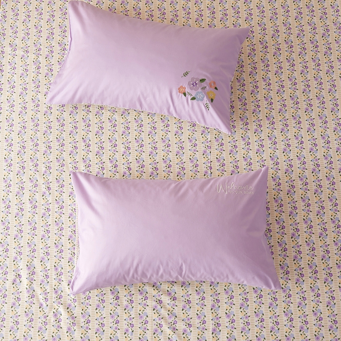 91家纺网 家纺一手货源 找家纺 怡家居 2024新款全棉印花加绣花四件套 紫嫣