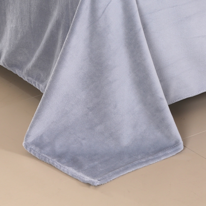 91家纺网 家纺一手货源 找家纺 芸锦豪2024新款花团雕花兔毛绒兔兔绒四件套 蓝灰