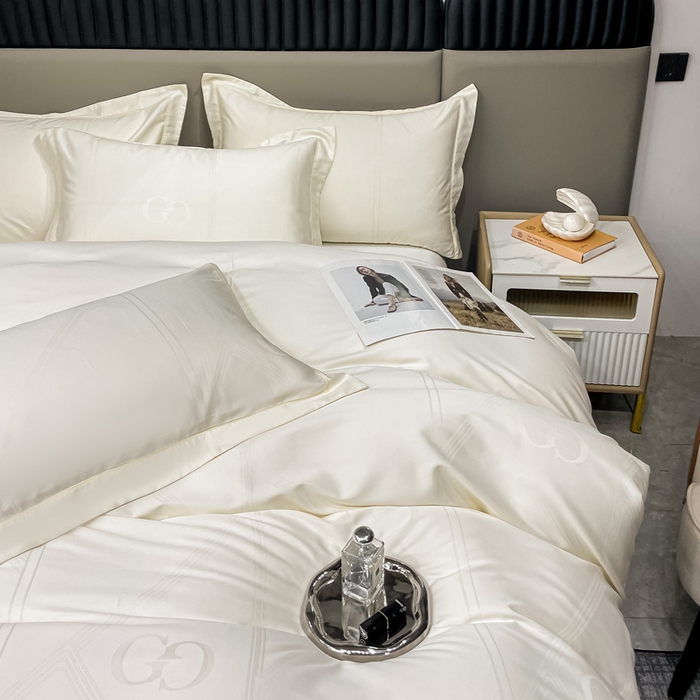 91家纺网 家纺一手货源 找家纺 艾迪尚家纺 2025新款天丝棉提花四件套 莫里卡 雪域白