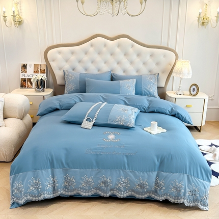 91家纺网 家纺一手货源 找家纺 （总）帝菲妮 2025新款法式轻奢大蕾丝公主风优肤棉水洗棉四件套-可可公主