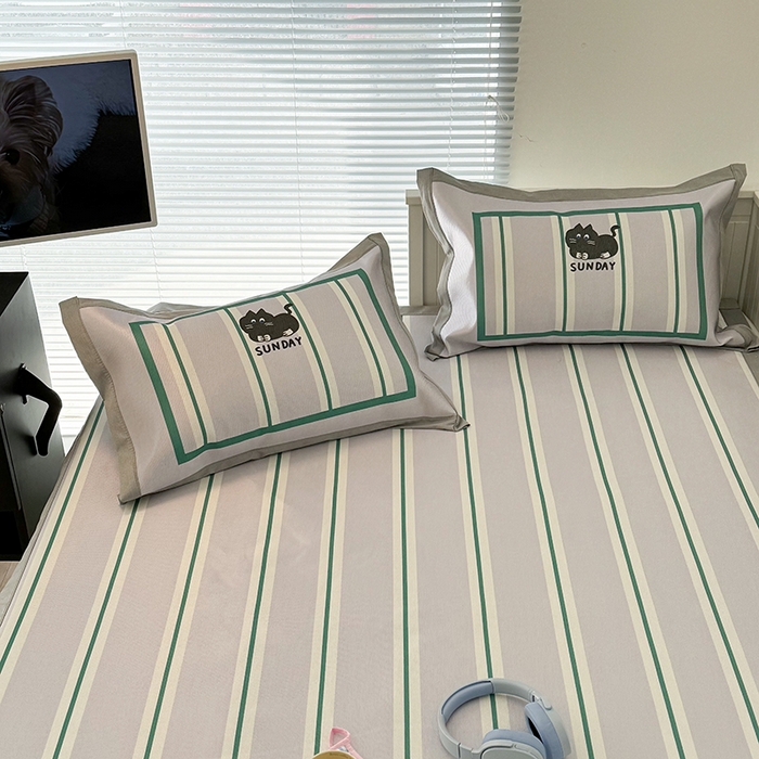 91家纺网 家纺一手货源 找家纺 昔可家纺 2024新款A类900D大版冰丝席 滑板猫咪