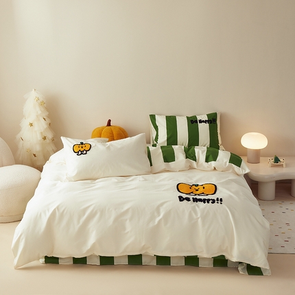 怡家居 2024新款全棉印花加绣花四件套 南瓜