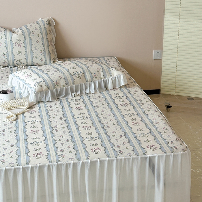 91家纺网 家纺一手货源 找家纺 （总）昔可 2024新款A类900D仙仙雪纺纱床裙款冰丝席三件套