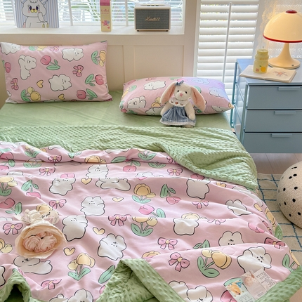 91家纺网 家纺一手货源 找家纺 （总）花伞家居 2024新款全棉豆豆绒夏被大豆夏被春秋被（提供买家秀加V）
