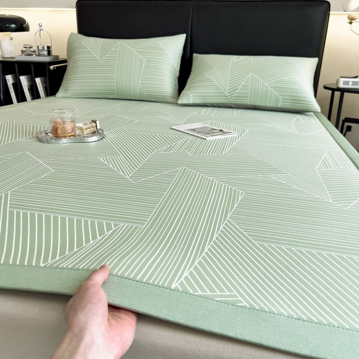 91家纺网 家纺一手货源 找家纺 慕尚家纺 2025新款1200D提花凉感席 提花席 直线绿