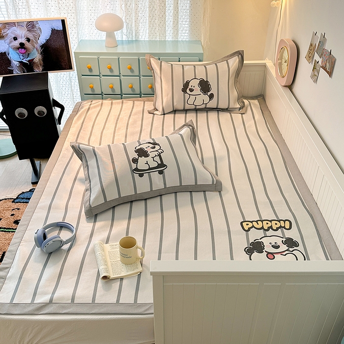 91家纺网 家纺一手货源 找家纺 昔可家纺 2024新款A类900D大版冰丝席 条纹狗狗