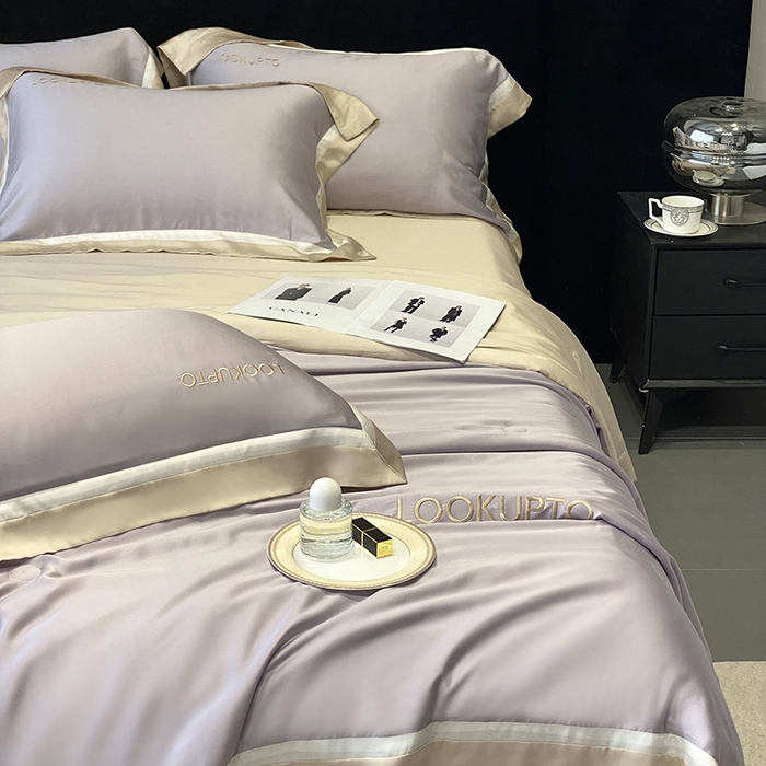 91家纺网 家纺一手货源 找家纺 优悦生活馆 2024新款工艺款冰丝刺绣夏被-蔚涞 蔚涞-紫