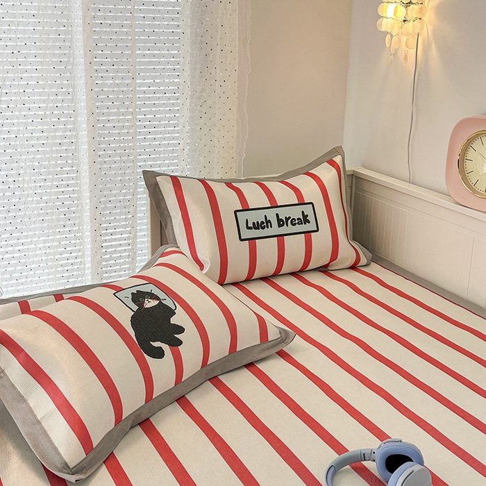 91家纺网 家纺一手货源 找家纺 昔可家纺 2024新款A类900D大版冰丝席 晚安猫