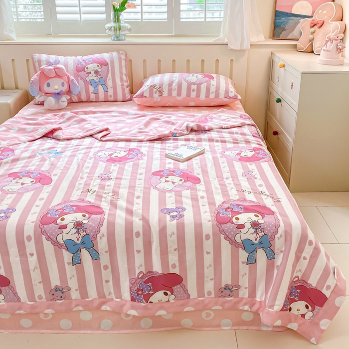 91家纺网 家纺一手货源 找家纺 博雅 2024新款全棉三丽鸥夏被（要买家秀联系客服） 甜甜美乐蒂