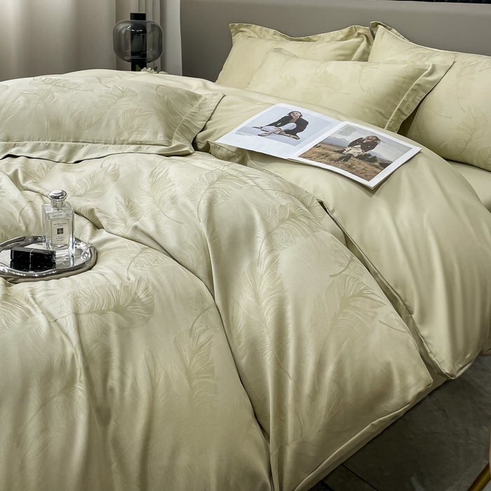 91家纺网 家纺一手货源 找家纺 艾迪尚家纺 2025新款天丝棉提花四件套 羽翼 露丝卡