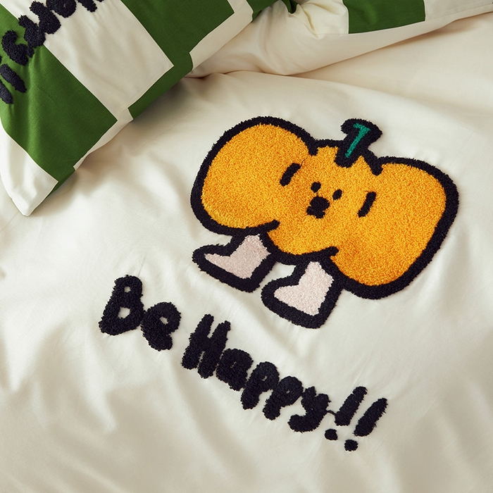 91家纺网 家纺一手货源 找家纺 怡家居 2024新款全棉印花加绣花四件套 南瓜