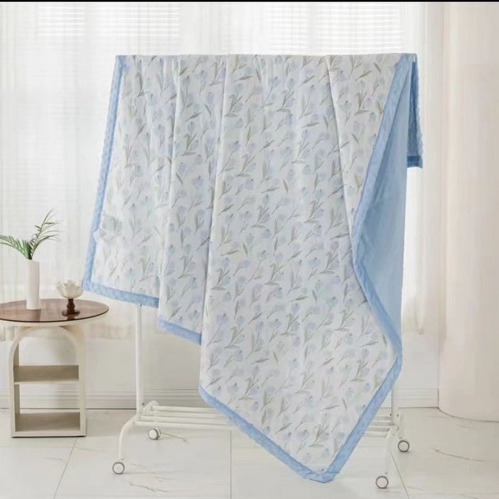 91家纺网 家纺一手货源 找家纺 梵克保罗 2024新款凉感丝豆豆被夏凉被空调被 郁金香-蓝