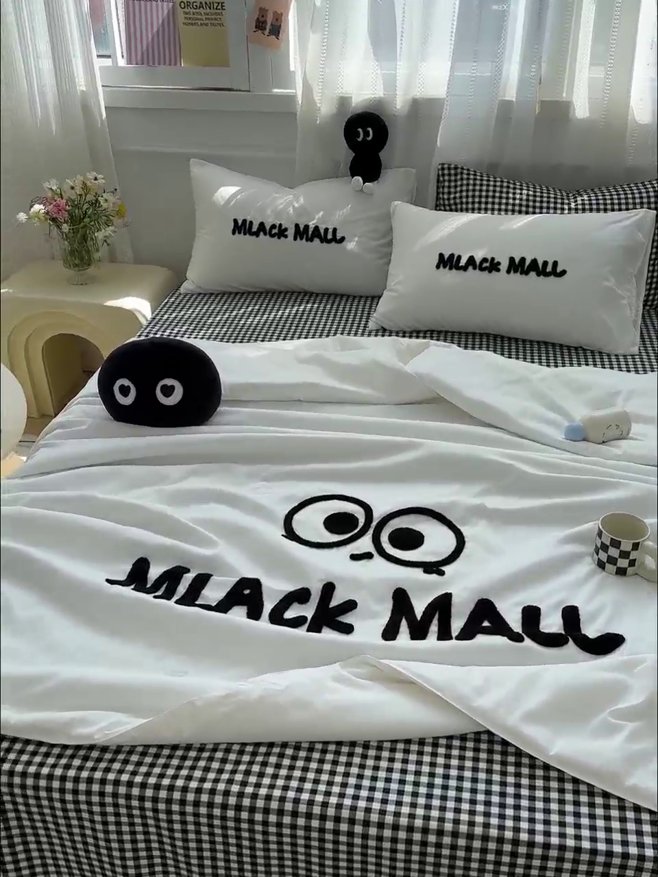 91家纺网 家纺一手货源 找家纺 曼谷家纺 软糯糯水洗棉夏凉被四件套单夏被被子 煤球-小黑