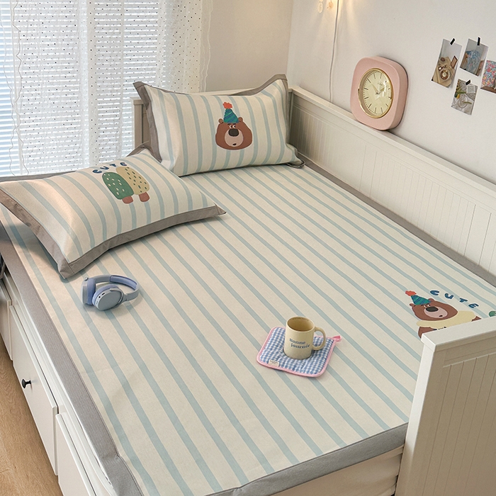 91家纺网 家纺一手货源 找家纺 昔可家纺 2024新款A类900D大版冰丝席 可爱熊